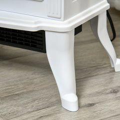HOMCOM Electric Fireplace Heater, Freestanding Fireplace Stove with Realistic Logs and Flame Effect, 750W/1500W, White