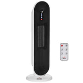 HOMCOM Oscillating Ceramic Tower Indoor Space Heater for Home, Adjustable Thermostat, 24H Timer & Remote Control, Tip-Over and Overheating Safety Protection, 25 Inches, 1500W/1000W