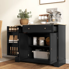 HOMCOM Modern Sideboard Cabinet, 41" Kitchen Buffet Cabinet with Drawer, Adjustable Shelf, 3 Doors for Dining Room, Black