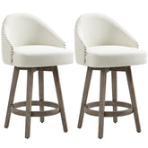HOMCOM Bar Stools Set of 2 Fabric Kitchen Counter Stools, White