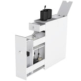 HOMCOM Bathroom Floor Organizer Free Standing Space Saving Narrow Storage Cabinet Bath Toilet Paper Holder with Drawers White