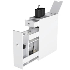 HOMCOM Bathroom Floor Organizer Free Standing Space Saving Narrow Storage Cabinet Bath Toilet Paper Holder with Drawers White