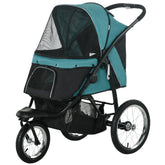 PawHut 3 Wheels Pet Stroller for Small Dogs and Medium Dogs with Adjustable Canopy, Safety Tether, Storage Basket, Dark Green