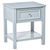 HOMCOM Sofa Side Table, Accent End Table with Storage Drawer and Bottom Shelf for Living Room,Gray