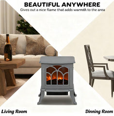 Chic Electric Fireplace Stove – Realistic Flame, Retro Style for Cozy & Trendy Home Interiors