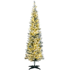 5ft Slim Artificial Christmas Tree,Pencil Christmas Tree with Realistic Branches and Warm White LED Lights