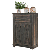 HOMCOM Farmhouse Sideboard Storage Cabinet with Doors and Drawer for Kitchen, Living room, 23.5"x11.75"x34.5", Dark Brown