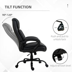 Vinsetto Big and Tall 400lbs Executive Office Chair with Wide Seat, Computer Desk Chair with High Back PU Leather Ergonomic Upholstery, Adjustable Height and Swivel Wheels, Black