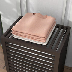 HOMCOM 55 L Bamboo Laundry Basket with Lid, Cloth Hamper with Removable Liner Bag, 19.75 x 14.25 x 23.5 Inches, Coffee
