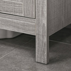 kleankin Pedestal Sink Storage Cabinet, Bathroom Under Sink Cabinet with 2 Doors and Open Shelf, Bathroom Vanity, Gray