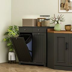 HOMCOM Laundry Hamper Cabinet, Laundry Cabinet with 2 Tilt Out Laundry Baskets and 2 Drawers, Black