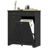 HOMCOM Laundry Hamper Cabinet, Laundry Cabinet with 2 Tilt Out Laundry Baskets and 2 Drawers, Black