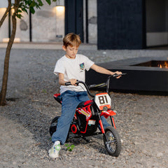 Qaba 24V Kids Motorcycle, Electric Dirt Bike with 250W Motor, Up to 9.9 MPH, 12" Inflatable Tires and Rear Suspension, Red
