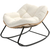 Outsunny Indoor Outdoor Papasan Rocking Chair, Oversized Rocking Egg Chair with Cushion for Garden, Patio, Beige