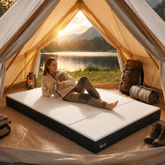 HOMCOM Trifold Mattress, 6 Inch Memory Foam Mattress for Guest, Camping, RV, Travel, Yoga, Made in USA, 80" x 60" x 6"