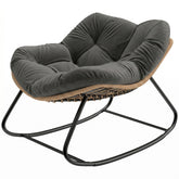 Outsunny Indoor Outdoor Papasan Rocking Chair, Oversized Rocking Egg Chair with Cushion for Garden, Patio, Dark Gray