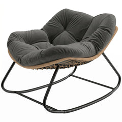 Outsunny Indoor Outdoor Papasan Rocking Chair, Oversized Rocking Egg Chair with Cushion for Garden, Patio, Dark Gray
