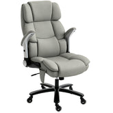 HOMCOM Big and Tall Office Chair with Airbag Lumbar Support, Pet-Friendly Fabric Desk Chair with Flip-Up Armrests, Light Gray