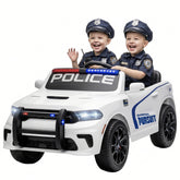 Qaba Licensed Dodge Ride On Police Car for Kids with 2 Seater, Remote, Suspension, Flashing Lights, Siren for Ages 3-6, White