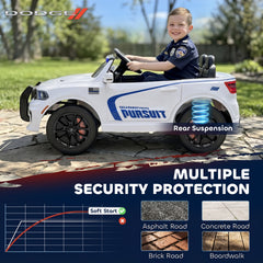 Qaba Licensed Dodge Ride On Police Car for Kids with 2 Seater, Remote, Suspension, Flashing Lights, Siren for Ages 3-6, White