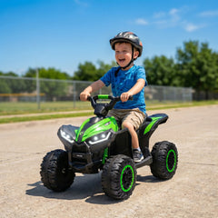Aosom Kids ATV 4 Wheeler, 12V Kids Ride On Toy with Dual Motors, High & Low Speed, Music, Headlights, Up to 3.7 MPH, Green