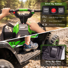 Aosom Kids ATV 4 Wheeler, 12V Kids Ride On Toy with Dual Motors, High & Low Speed, Music, Headlights, Up to 3.7 MPH, Green