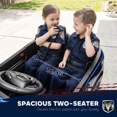 Qaba Licensed Dodge Ride On Police Car for Kids with 2 Seater, Remote, Suspension, Flashing Lights, Siren for Ages 3-6, Black