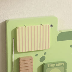 Qaba Busy Board Panels Wall-Mounted Montessori Sensory Toys Sensory Wall MDF 87 x 52 x 5.5 cm Dinosaur, Green