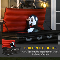 HOMCOM 6FT W Halloween Inflatables Outdoor Decorations Vampire and Giant Coffin, Blow Up LED Yard Decor, for Garden, Lawn, Party, Holiday