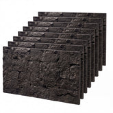 HOMCOM 8-Pack 3D Faux Stone Wall Panels, Lightweight Polyurethane Panels for Interior and Exterior Accent Walls, Black