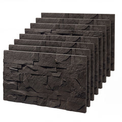 HOMCOM 8-Pack 3D Faux Stone Wall Panels, Lightweight Polyurethane Panels for Interior and Exterior Accent Walls, Black