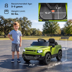 Qaba 12V Ride on Car Licensed Land Rover with Remote, Suspension, Slow Start, 3 Speeds, Lights, Music, Horn for 3-5, Green