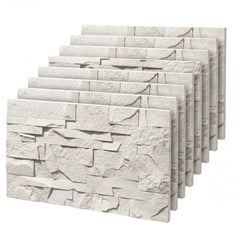 HOMCOM 8-Pack 3D Faux Stone Wall Panels, Lightweight Polyurethane Panels for Interior and Exterior Accent Walls, Light Gray