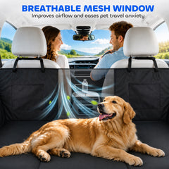 PawHut Dog Car Seat Cover for Back Seat, Hard Bottom Back Seat Extender, Waterproof Dog Hammock for Car & SUV, 58"L, Black