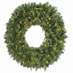 HOMCOM 48" Prelit Crestwood Spruce Artificial Christmas Wreath, Christmas Decor with Bow, LEDs, 8 Modes, Realistic Tips