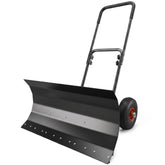 Outsunny Snow Shovel with Wheels, 29" x 16.5" Metal Snow Pusher with Adjustable Handle, 5-Angle Blade for Driveway, Black