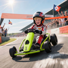 Aosom 24V Electric Go Kart for Kids, Drift Ride-On Racing Go Kart with 2 Speeds, for Boys Girls Aged 8-12 Years Old, Green