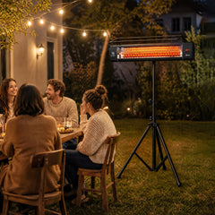 Outsunny Electric Patio Heater, 1500 W Standing IP65 Outdoor Infrared Heater with Tripod, 3 Heat Levels, 24H Timer, Black