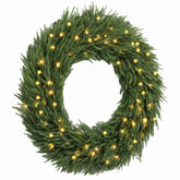 HOMCOM Christmas Decoration, 48 in Pre-Lit Norfolk Pine Artificial Christmas Wreath with 150 LED Lights, Green