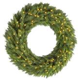 HOMCOM Christmas Decoration, 36 in Pre-Lit Norwegian Spruce Artificial Christmas Wreath with 100 LED Lights, Green