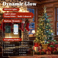 HOMCOM 4ft Prelit Christmas Tree with Dual-Color LEDs, Remote, Set of 2 Aspen Fir, Battery-Operated, 11 Modes, Decorative Pot