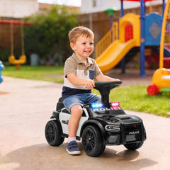 Qaba Toddler Push Car, Police Car Styling, Ride on Toys with Under-Seat Storage and Anti Tip Device, for 18-36 Months, Black