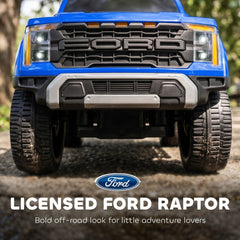 Qaba Toddler Car Licensed Ford Raptor with Headlights, Horn, Under Seat Storage, Anti-Tip Design for 18-36 Months, Blue