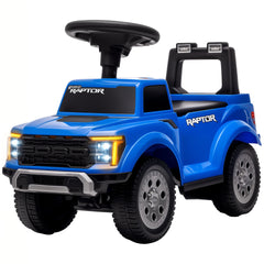 Qaba Toddler Car Licensed Ford Raptor with Headlights, Horn, Under Seat Storage, Anti-Tip Design for 18-36 Months, Blue