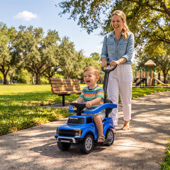 Qaba 3 In 1 Licensed Ford Kids Push Car with Push Handle, Horn, Sound, Secure Bar, Storage, for Toddlers 18-36 Months, Blue