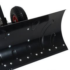 Outsunny Snow Shovel Rolling Pusher with 29" Blade, 10" Wheels & Angle-Adjustable Handle, Black