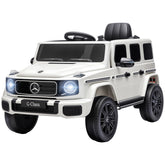 Qaba Licensed Mercedes-Benz G580 12V Kids Ride On Car with Remote, Soft Start, Headlights, Seat Belt, Music, USB, Horn, White