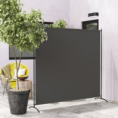 Outsunny Outdoor Privacy Screen, 5.9FT Tall Room Divider with UPF30+ Protection, Freestanding Privacy Panel, Dark Gray