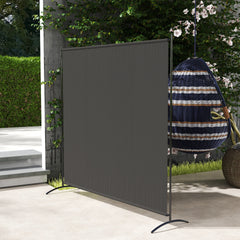 Outsunny Outdoor Privacy Screen, 5.9FT Tall Room Divider with UPF30+ Protection, Freestanding Privacy Panel, Dark Gray