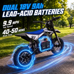 Qaba 36V Electric Dirt Bike for Kids with Brushless Motor, Up to 9.9 MPH, Inflatable Tires and Rear Suspension, Black